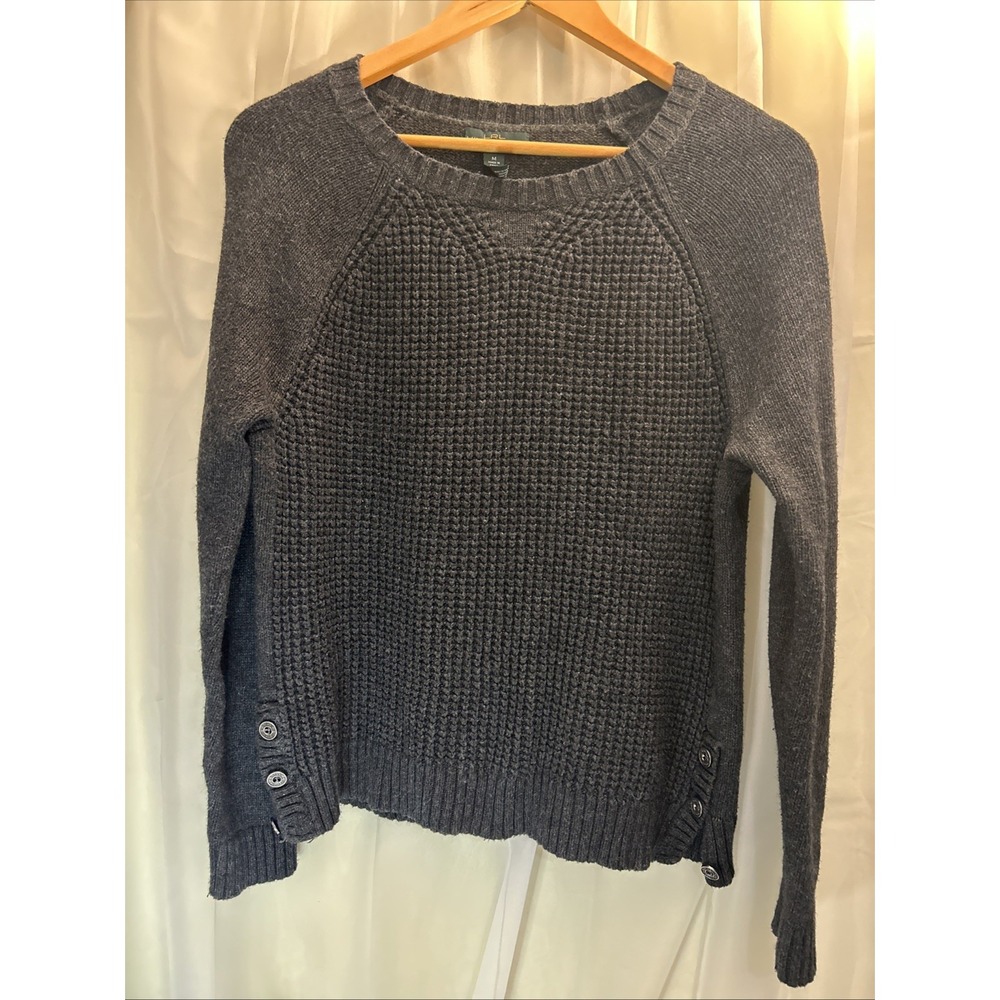 Lauren Ralph Lauren LRL Knit Sweater M Textured Raglan Side Buttons